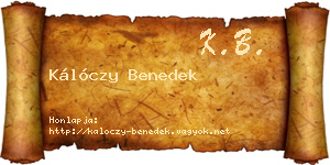 Kálóczy Benedek névjegykártya